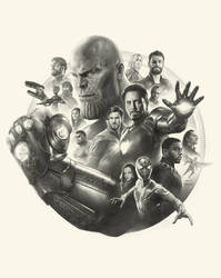 Avengers Infinity War Pencil Art working process by yinyuming