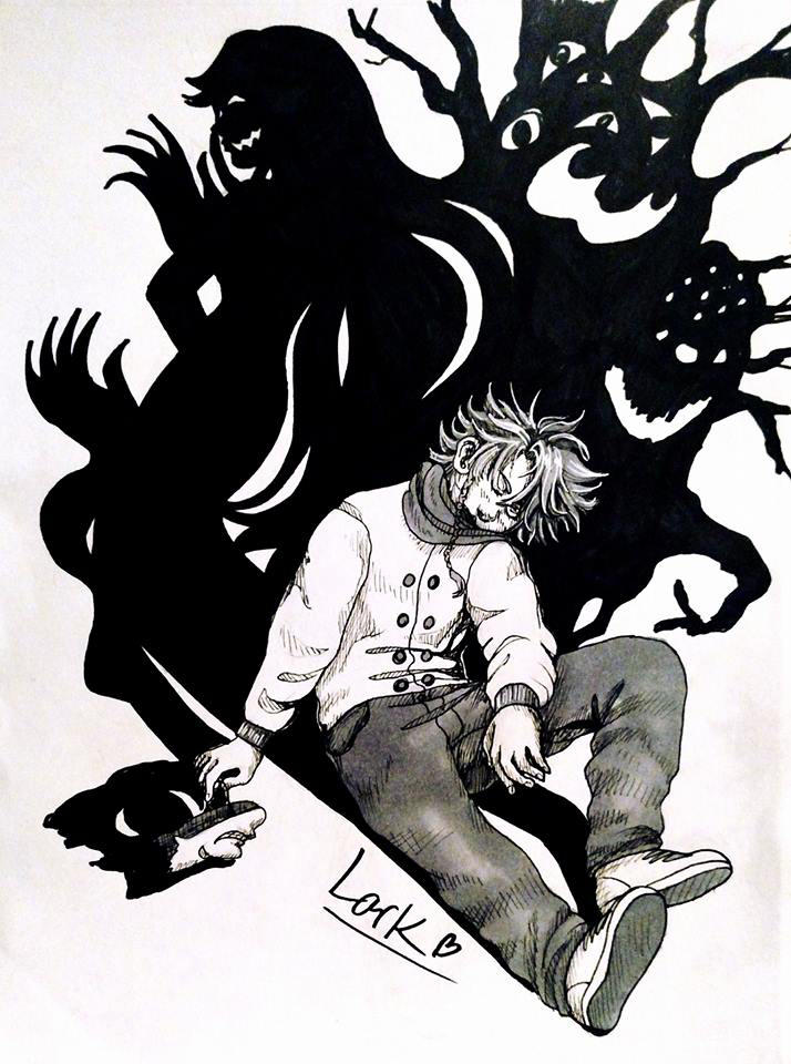 Inktober day 9 - Looming monsters by 7AirGoddess3