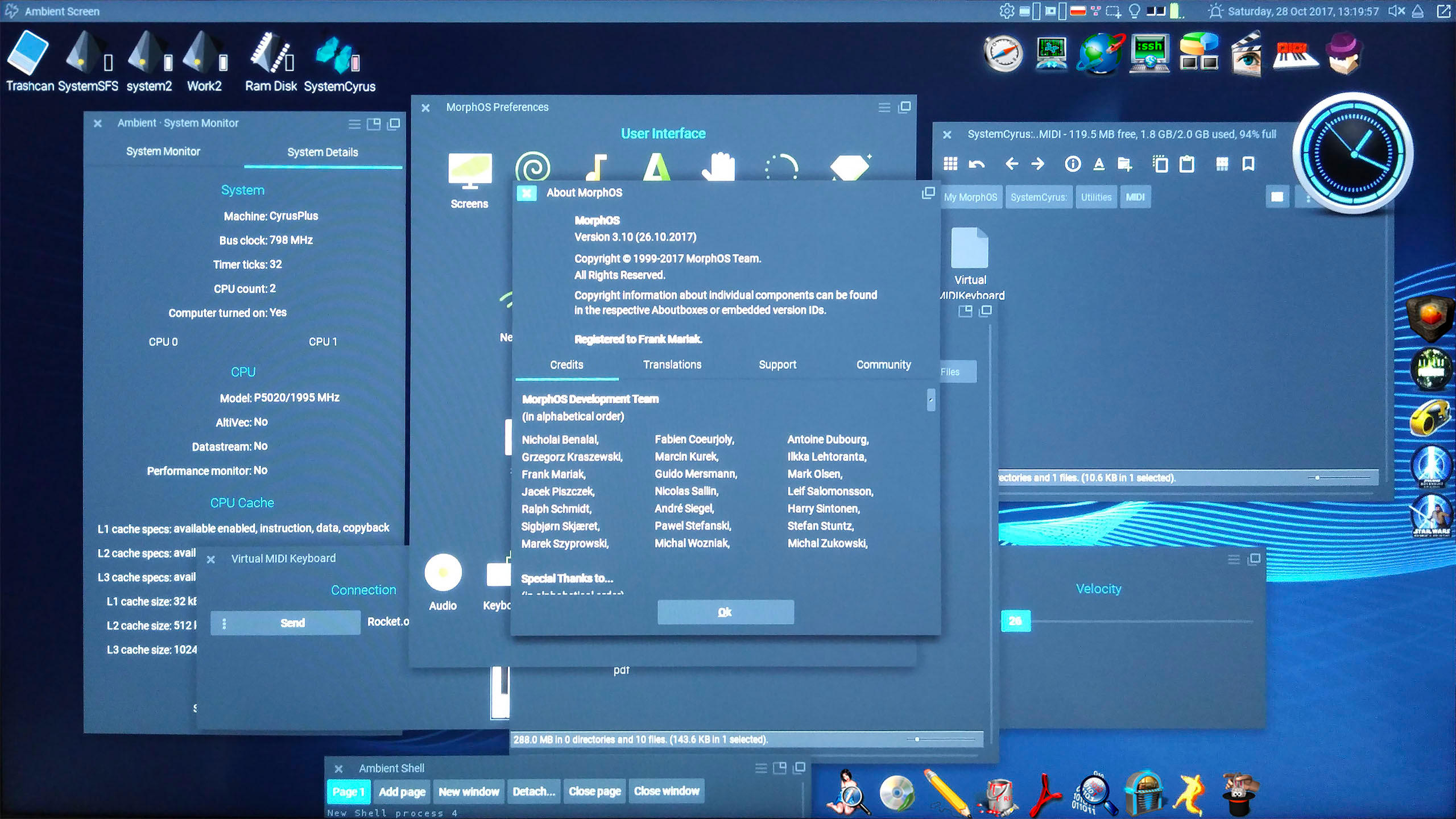 MorphOS 3.10, screenshot by WalentyWalewski