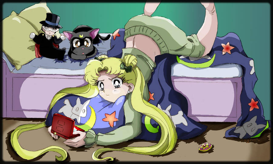 Usagi chan playing on the NDS by Kymoon