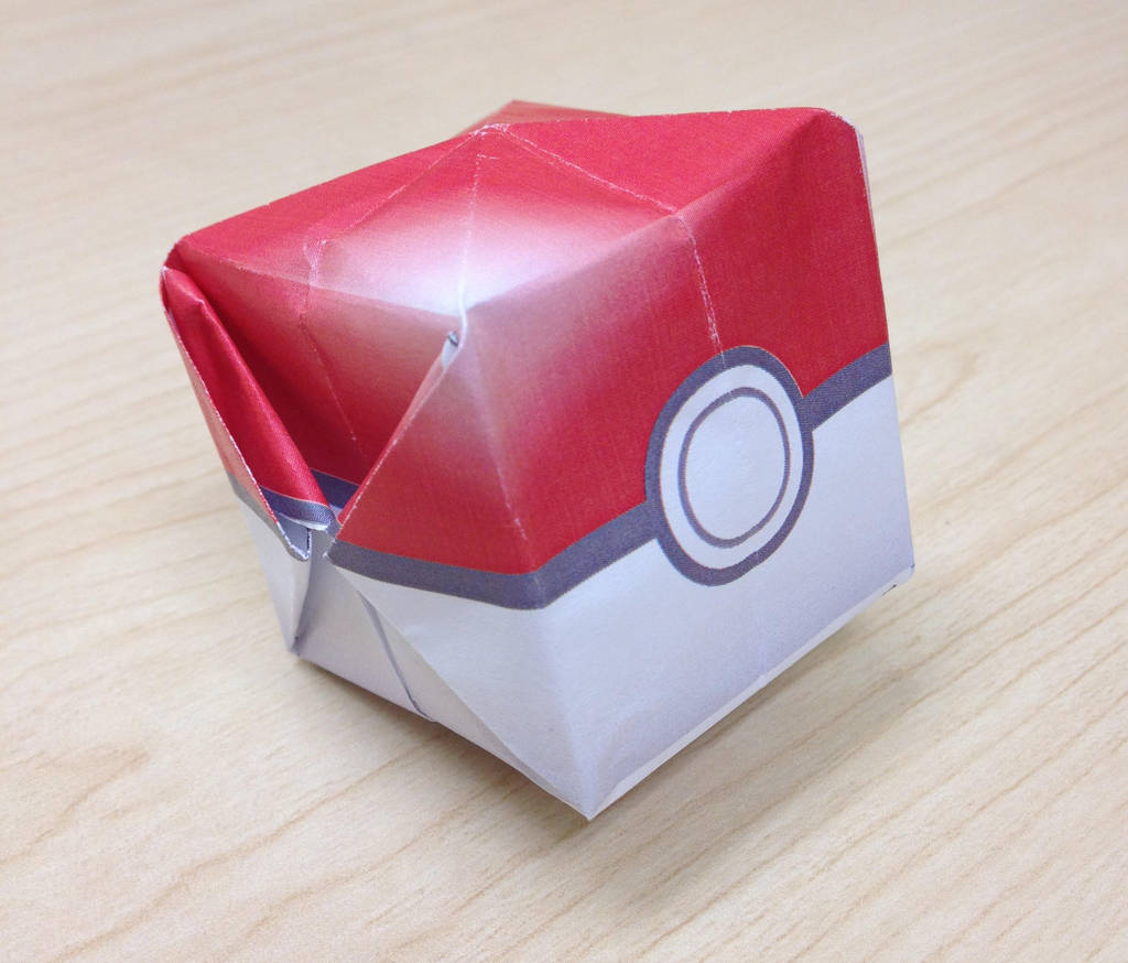 Pokemon Waterbomb Pokeball Origami template by jimbox31