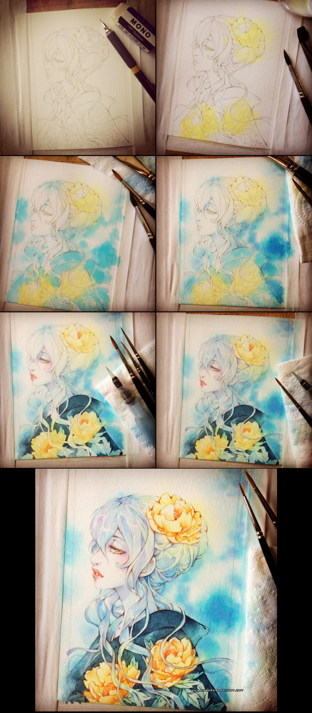 Pivoines step-by-step by auroreblackcat