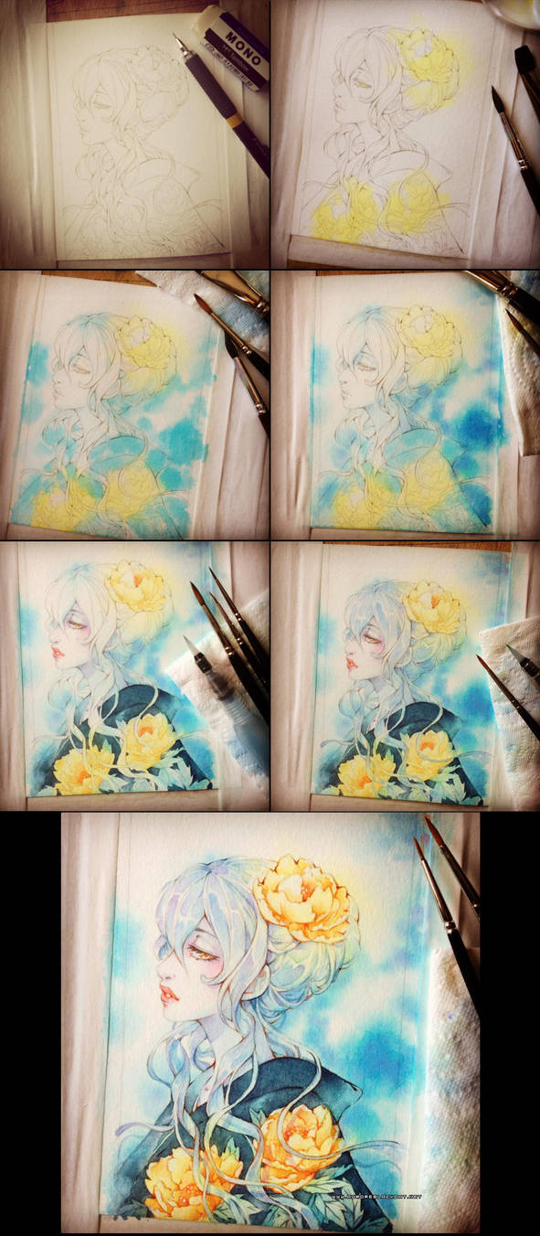 Pivoines step-by-step by auroreblackcat