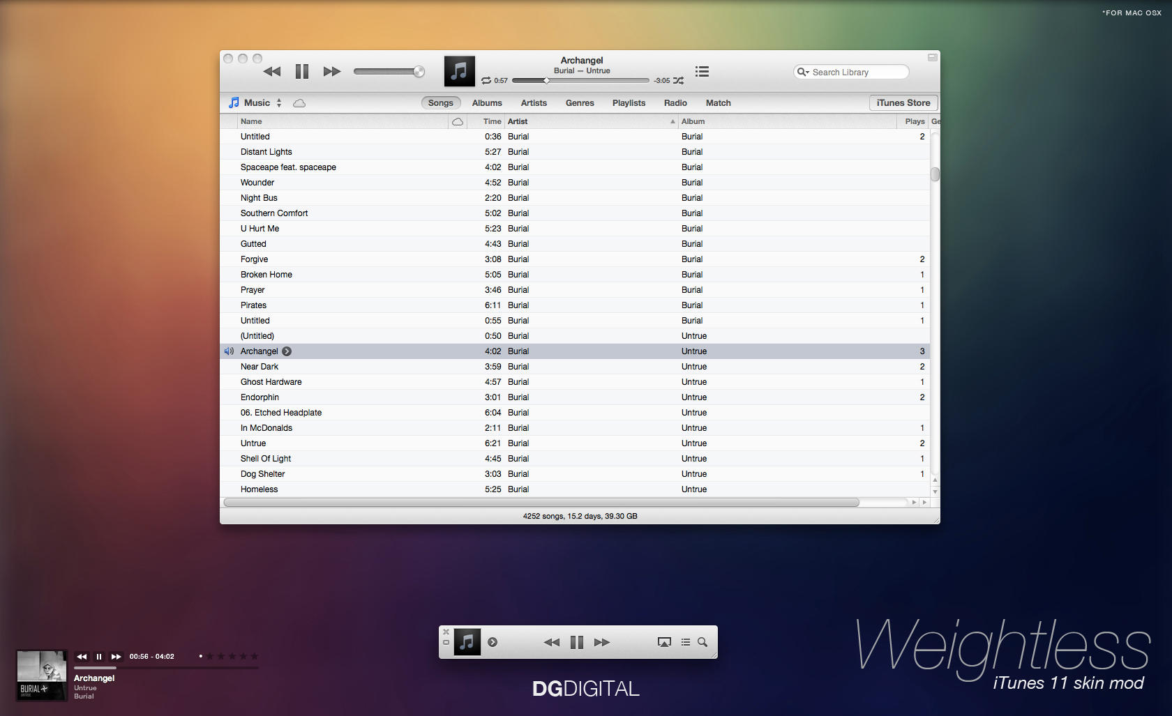 Weightless - iTunes 11 Interface Mod for Mac OSX by ison-trade