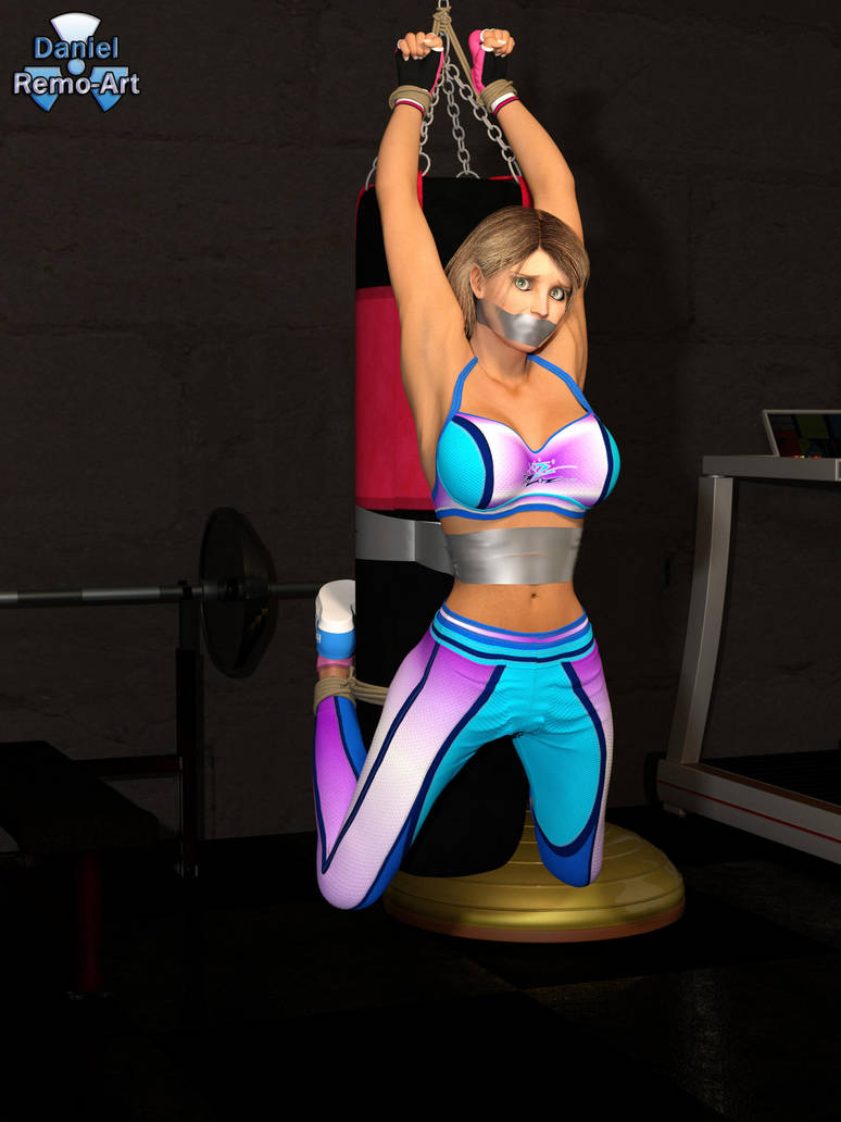 Sara tied up at the gym by DanielRemoArt on DeviantArt