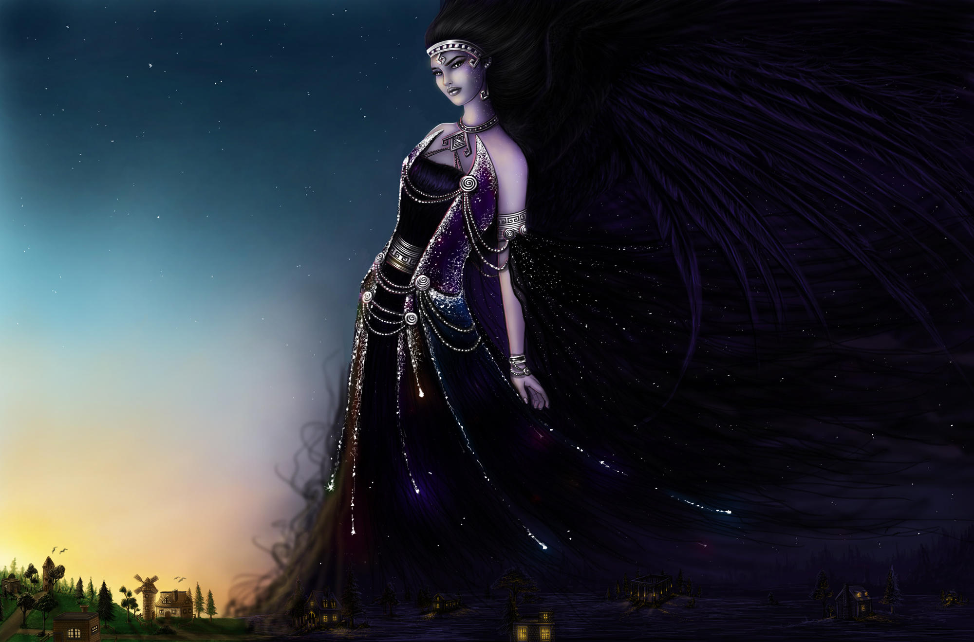 Hellenic Mythology Nyx Awakening by EmanuellaKozas