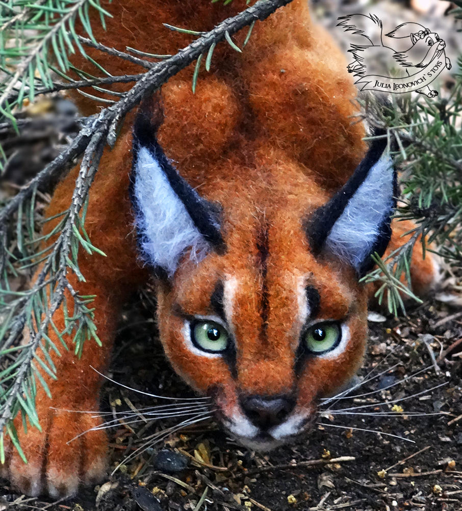 Needle Felted Caracal by YuliaLeonovich