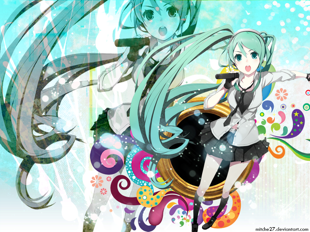 Miku Sing Wallpaper by Mitche27