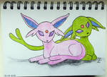 Espeon/shiny Espeon by JakeShezz