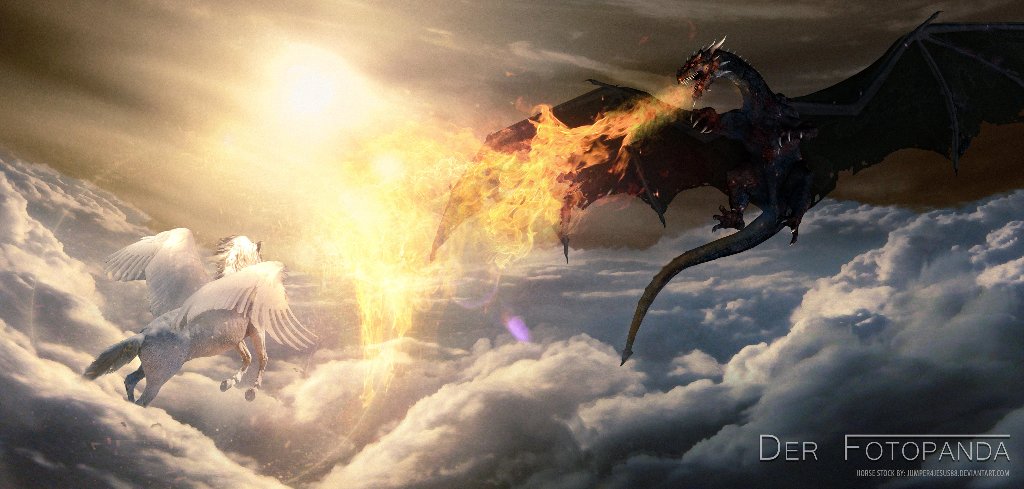 Dragon vs. Pegasus by Ameny87