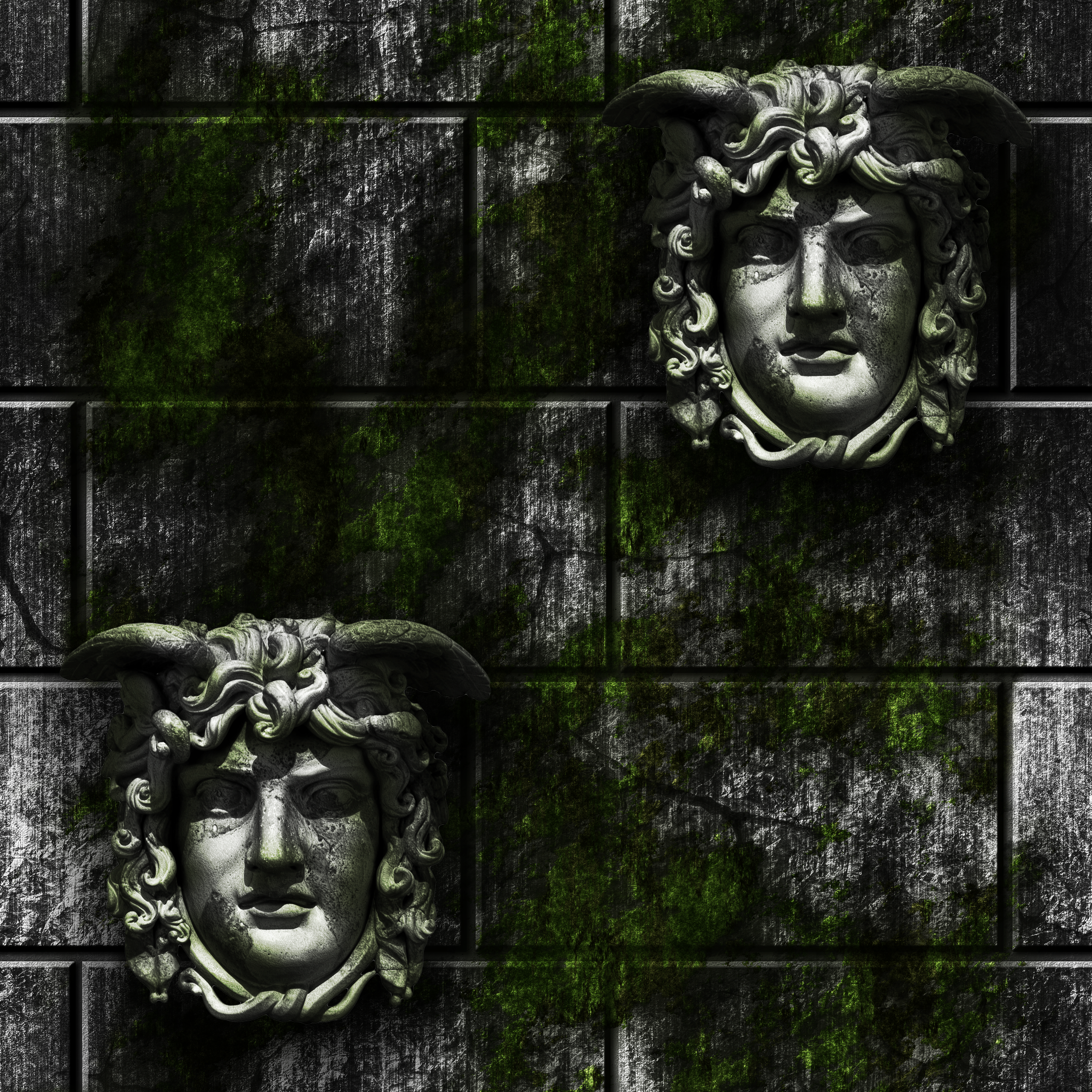Grey Stone Bricks with moss and gargoyle faces by Hoover1979