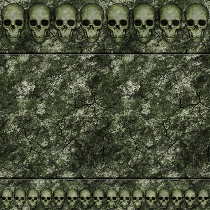 Green Stone Wall with Skulls 02 Remake by Hoover1979