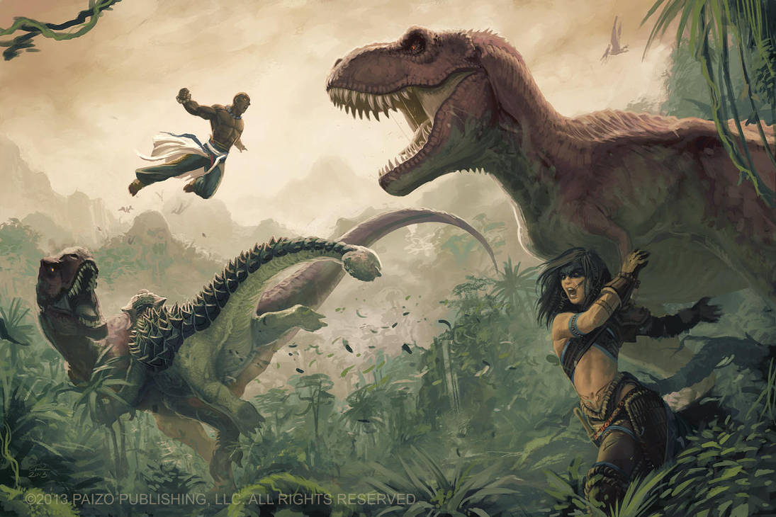 Mythic Amiri and Mythic Sajan VS Dinosaurs by Akeiron Mythic Amiri and Mythic Sajan VS Dinosaurs by Akeiron