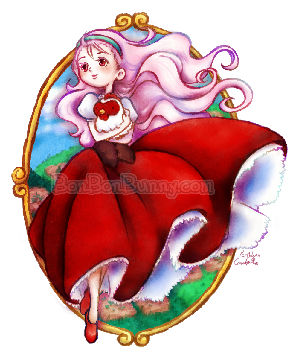 Popuri and chicken friend (Harvest Moon) by Bon-Bon-Bunny