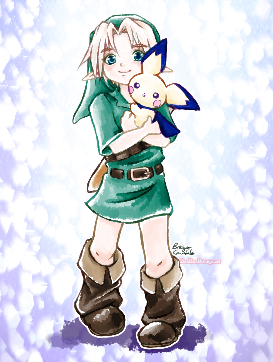 Young Link and Pichu by Bon-Bon-Bunny