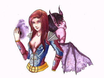 Warlock with her succubus by Eyrann