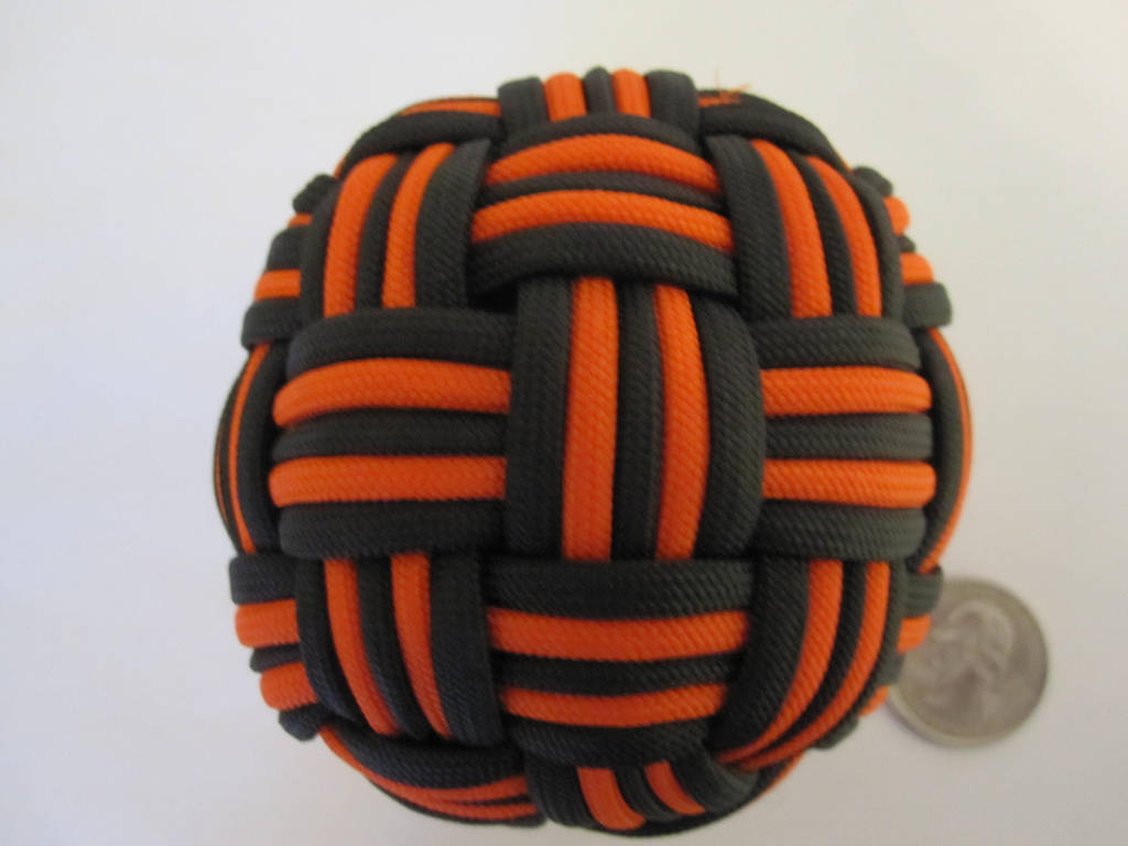 45 Face Globe knot, Large and Black/Orange by demuredemeanor