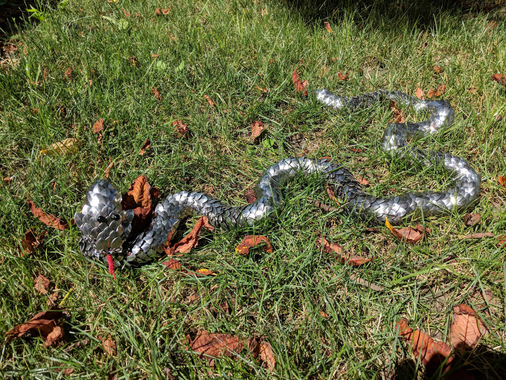 Steel Scalemail Snake - Pose 1 by demuredemeanor
