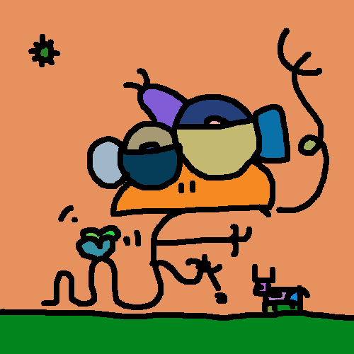 flying worm ape smocking with cow by muffaelucciole