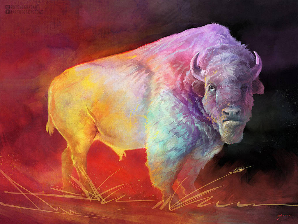 Colorful Buffalo Art - The Drifter by stevegoad