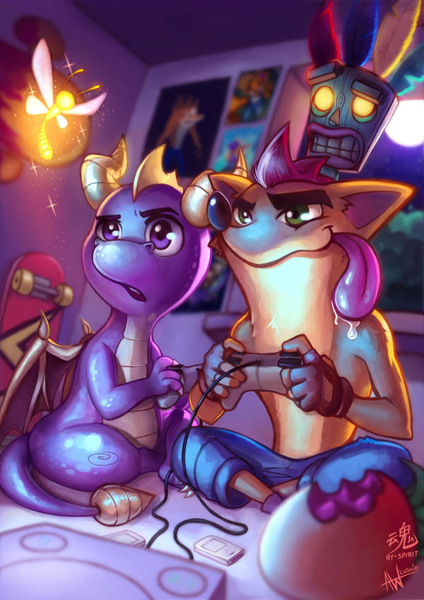 Spyro vs Crash by Lushies-Art
