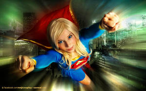 Supergirl above the city by EnjiNight