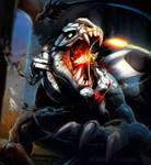 Kratos vs the basilisk by el-grimlock