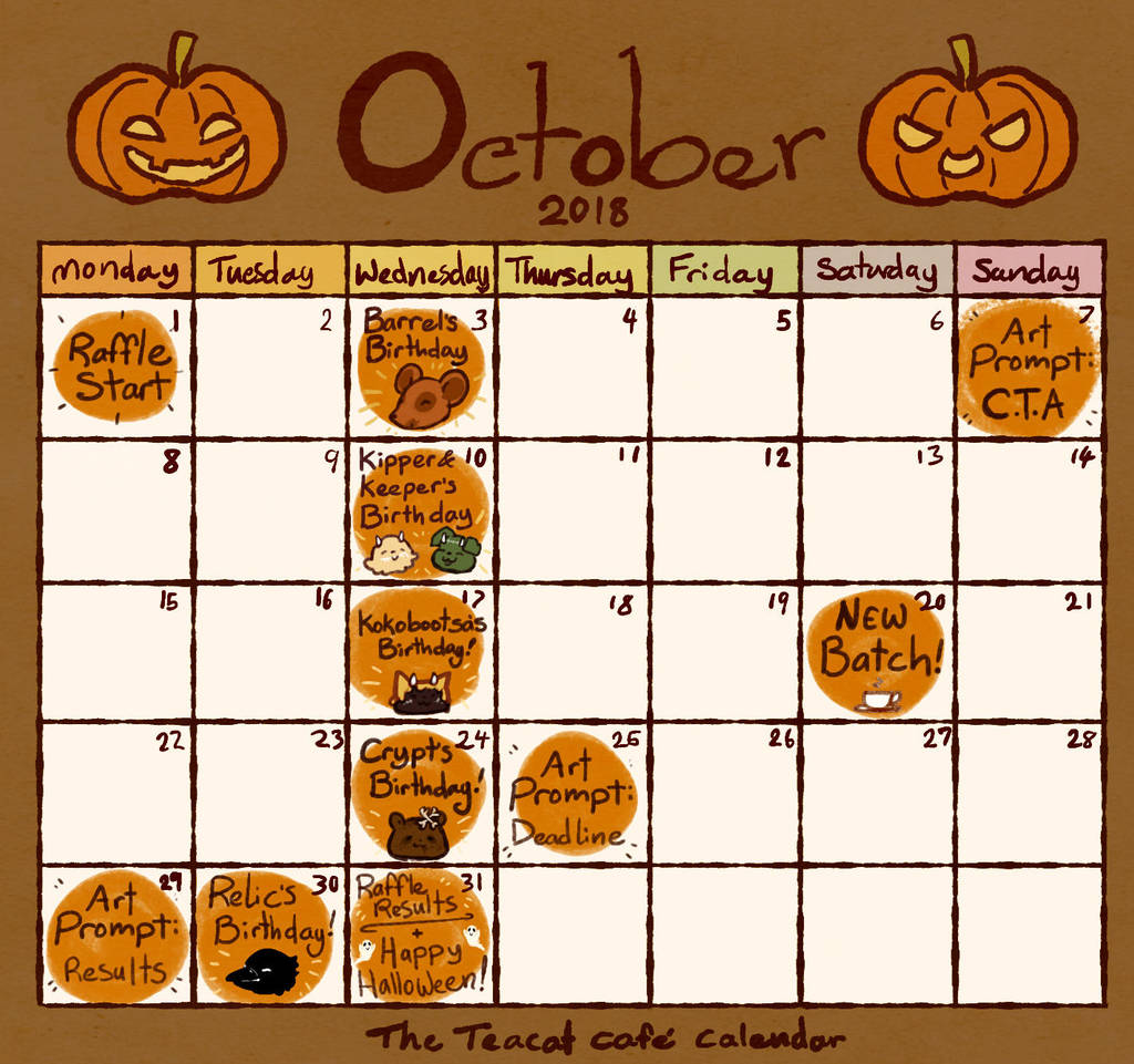 Cafe Calendar - October by scribblin on DeviantArt