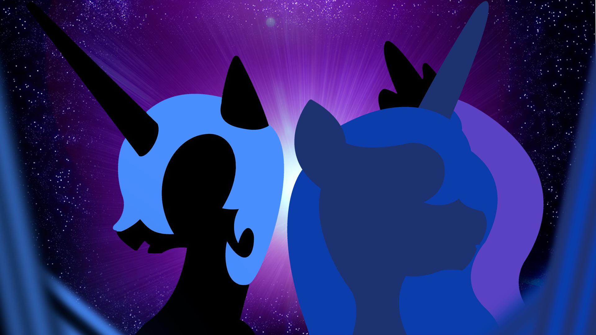 Nightmare Moon and Princess Luna Wallpaper by BlueDragonHans