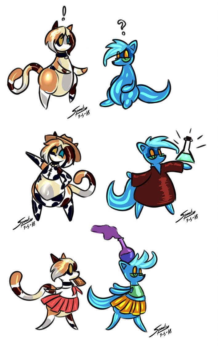 Lil' Wobbles - Eclair and Mochi by grayscalerain