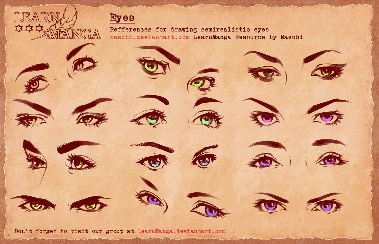 Learn Manga Basics Semi Eyes 4 Refference by Naschi