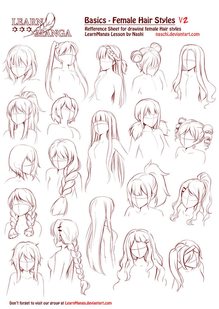 Learn Manga Basics Female Hair styles V2 by Naschi