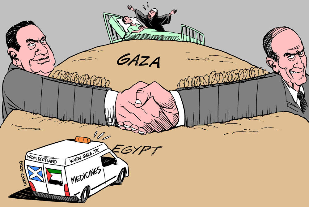 Scottish medicines to Gaza by Latuff2