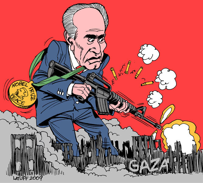ShimonPeres NobelPeaceLaureate by Latuff2