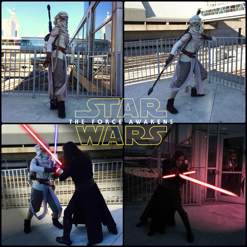 Star Wars Scavenger Rey and Battle Damage Kylo Ren by AmmieChan