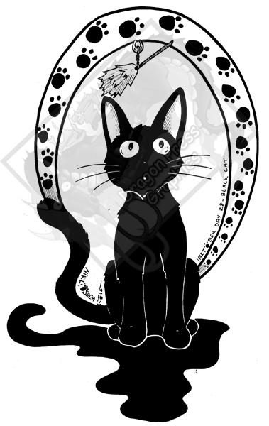 Inktober Day 28 - Black Cat (Gigi!) by DragonPress