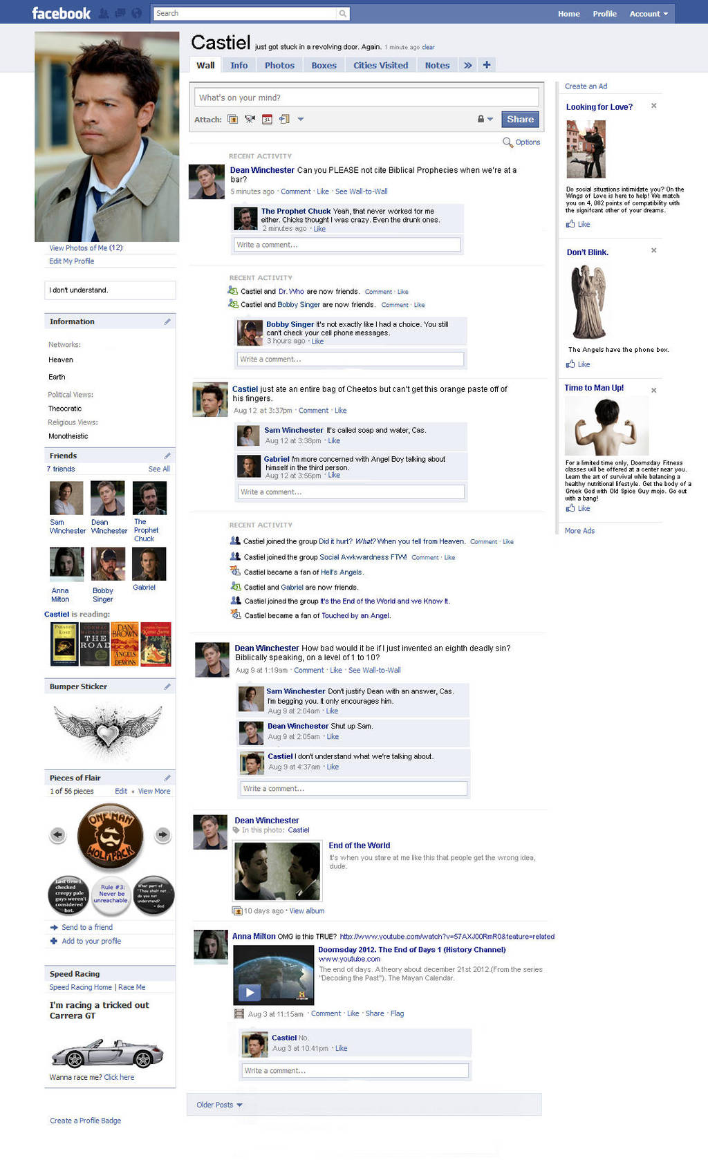 Castiel's Facebook Page by kiles85