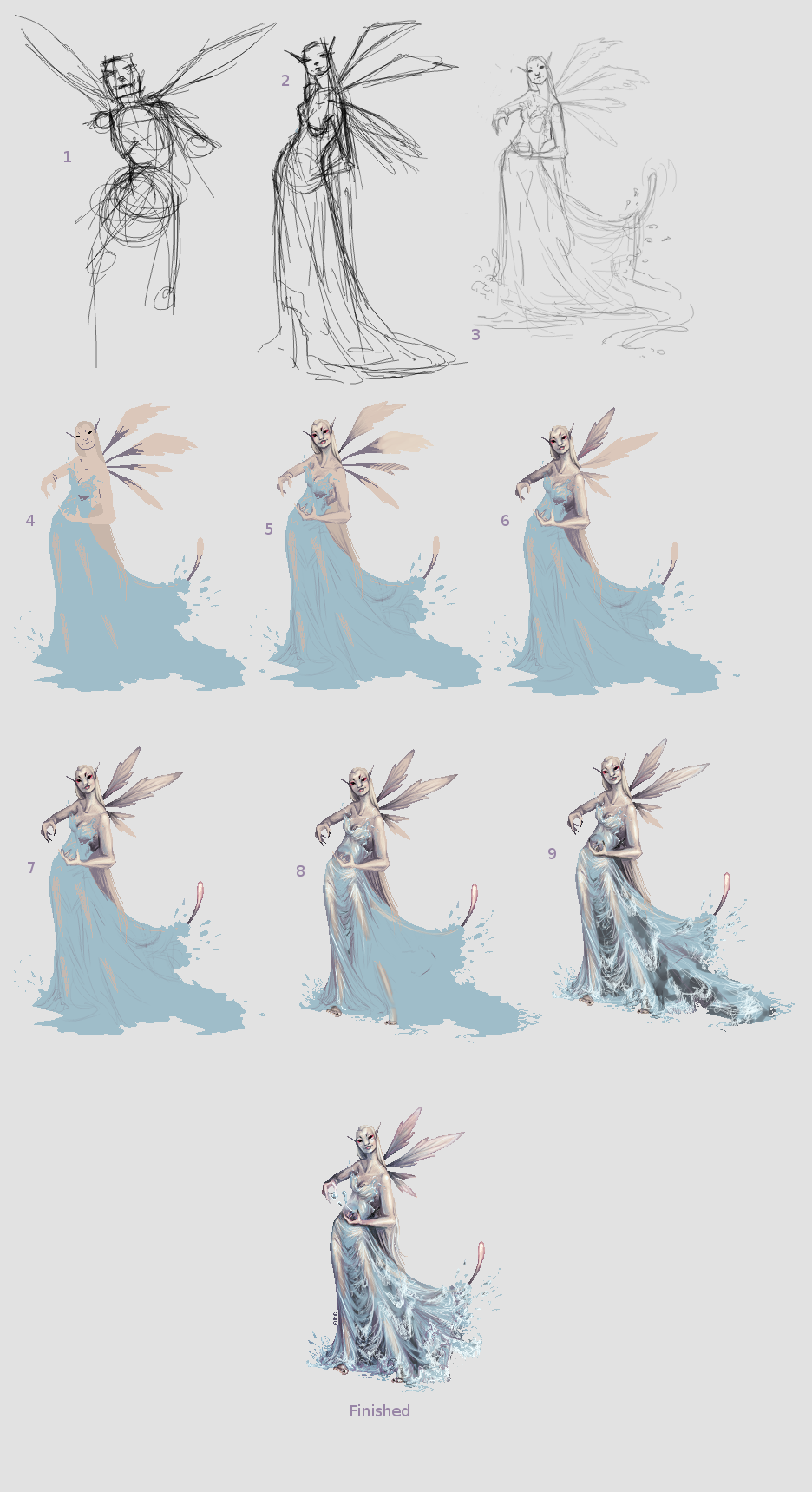 Fairy dressed in Water Step by Step by FionaCreates