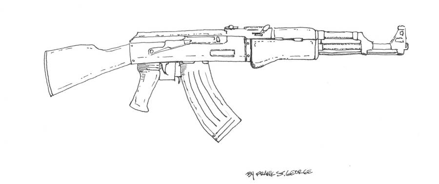 Эскиз калаша из дерева