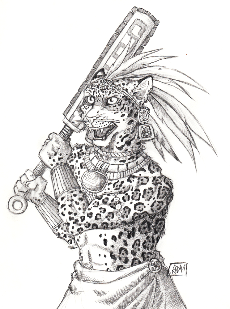 Aztec Jaguar Head Drawing. www.luerzersarchive.com. 