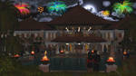 Hotel Pool with New Year celebration by anne1956