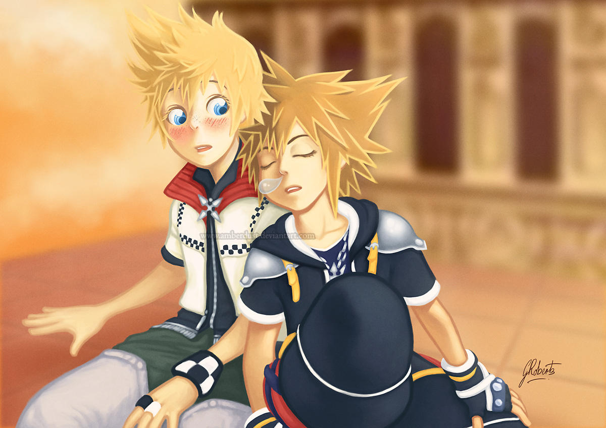 Roxas and Sora at Twilight by AmberDust