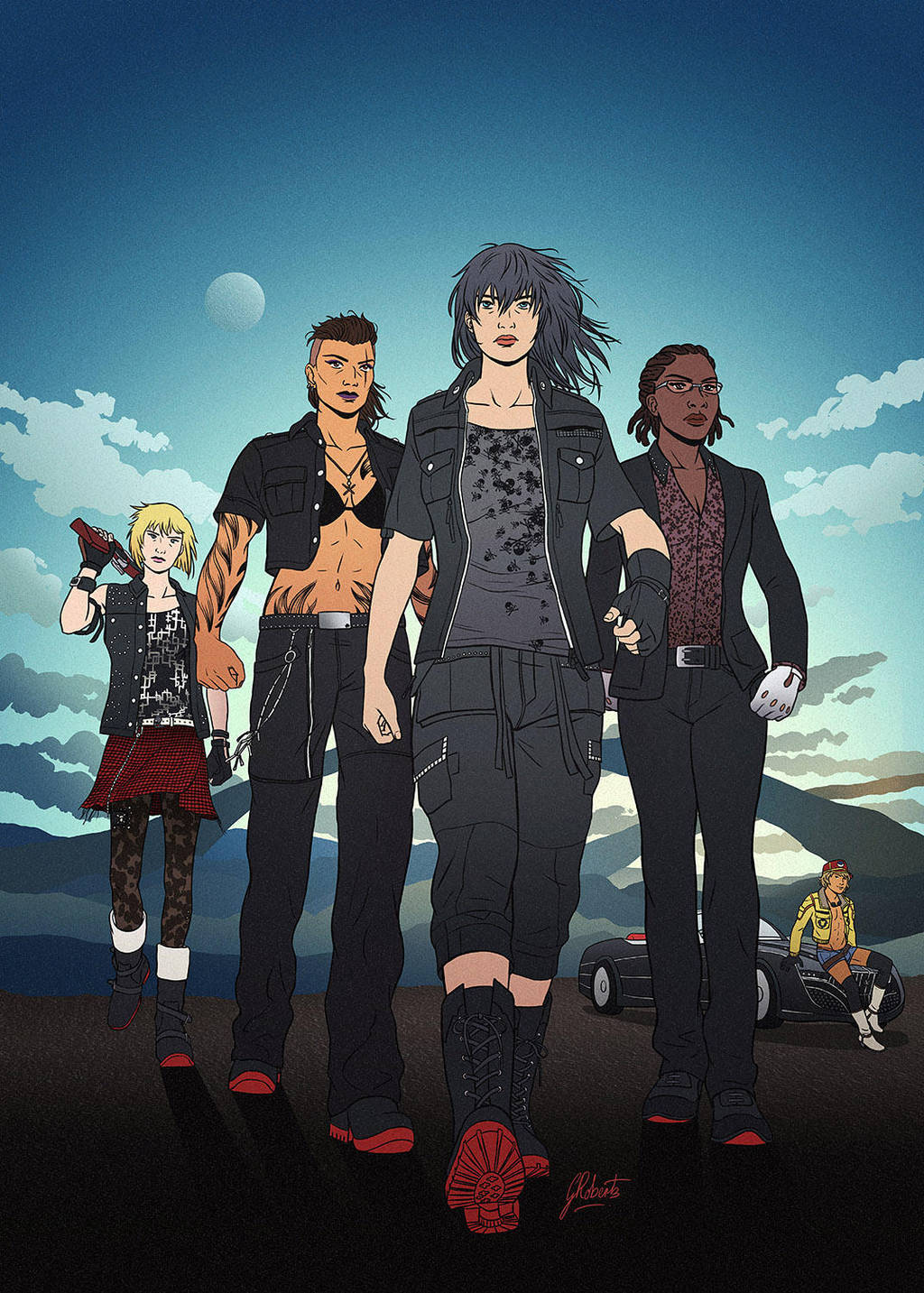 FFXV: The Ladies in Leather Roadtrip by AmberDust
