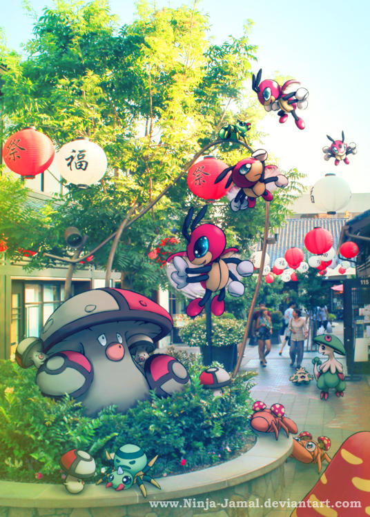 Wild Pokemon chilling at LIttle Tokyo by Ninja-Jamal