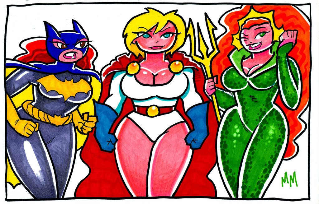 Batgirl,Powergirl,Mera by MarkMoore