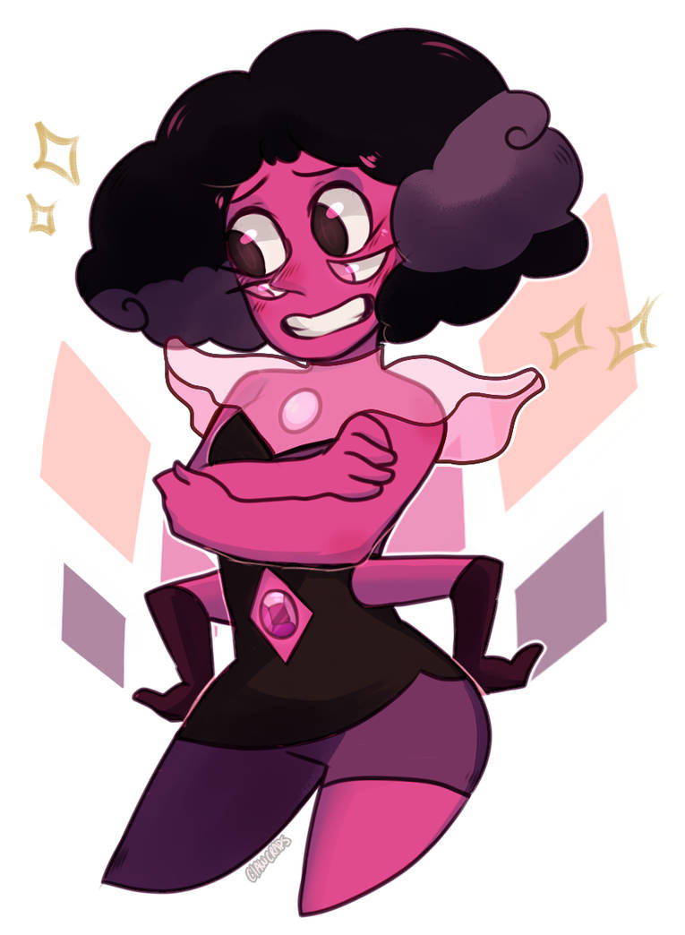 Tbh i wanted to draw her so bad, man my gemsona is a Rhodonite haha, i literally screamed at the screen because of my hype hahha, So here’s a Rhodonite ~ maybe i'll draw her with my gemsona l...