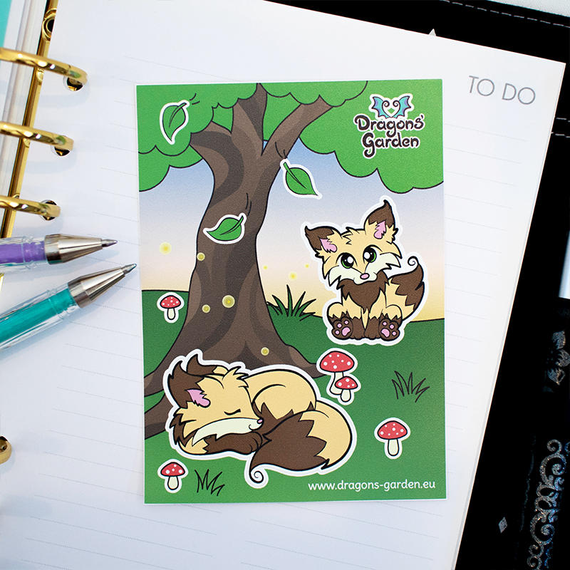 Dragons' Garden - Fox Evening Garden Sticker Sheet by Dragons-Garden