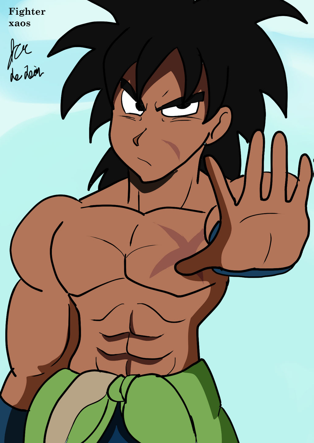Base (battle damaged?) Broly by fighterxaos