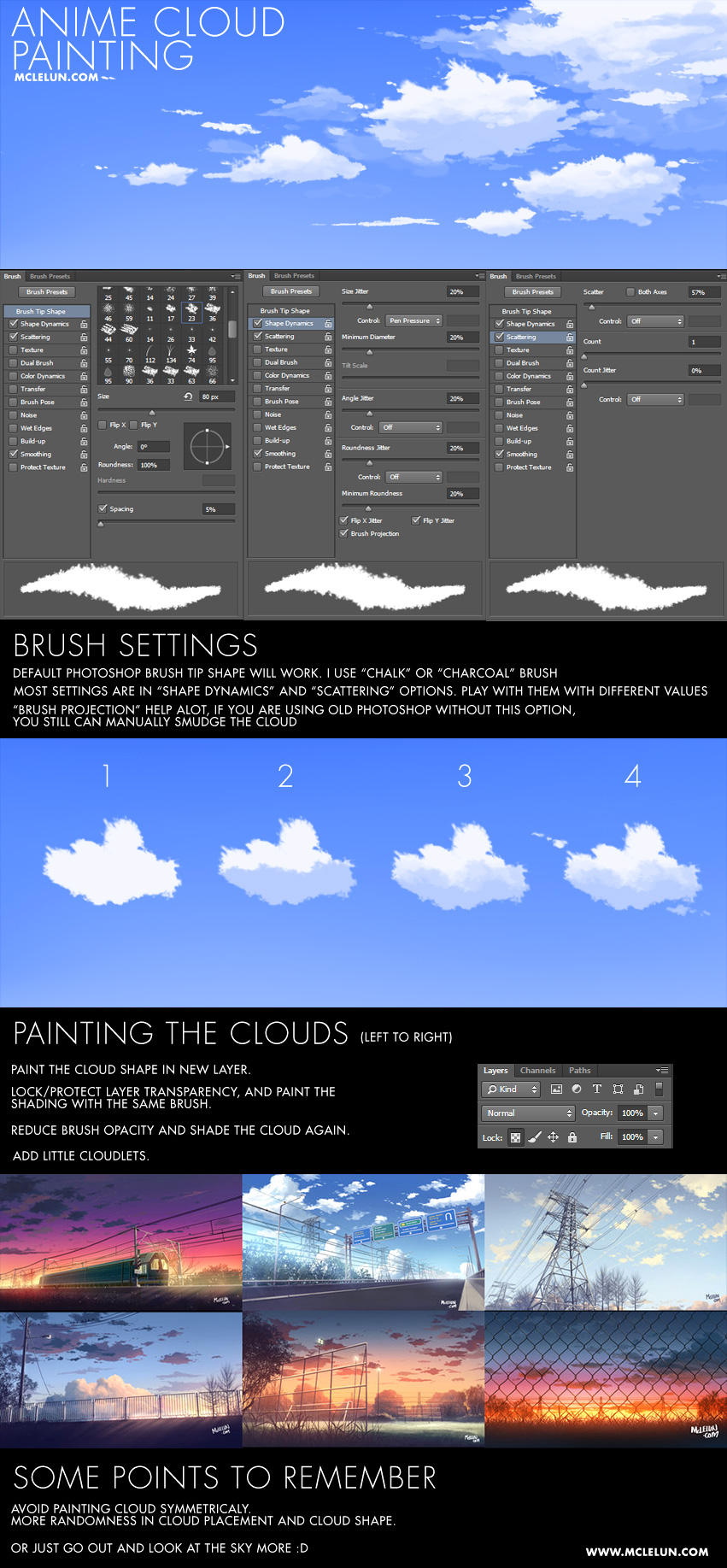 Photoshop brush settings for anime cloud painting