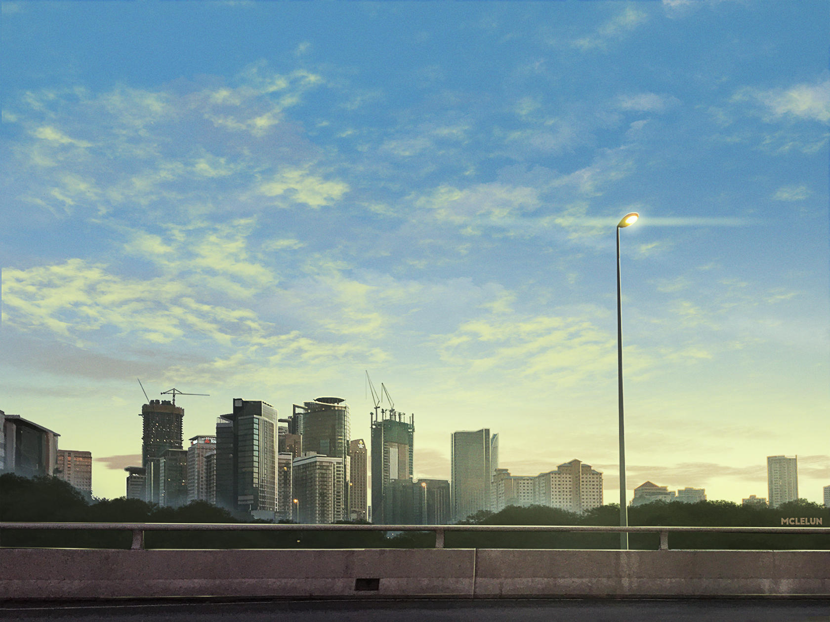 anime evening cityscape